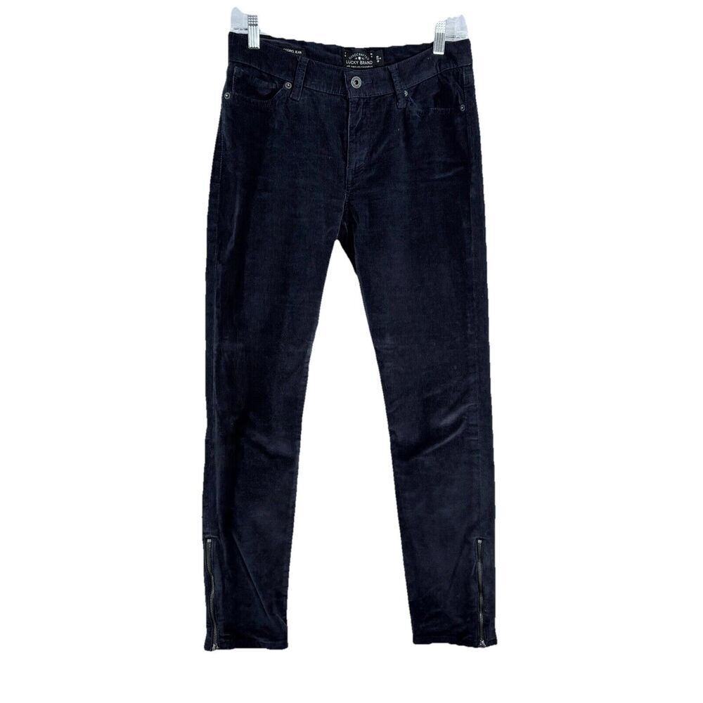 Lucky Brand Womens 6/28 Navy Blue Corduroy Brooke Legging Skinny Jean Zip Ankle